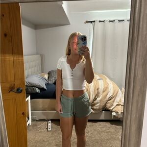 White Button-Up Crop Top